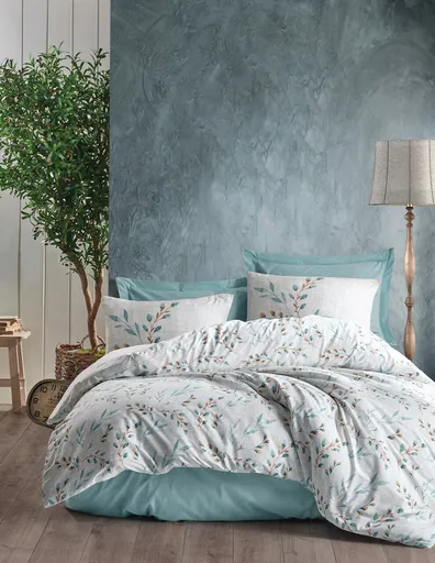 Lenjerie de pat dubla Super King (EU) (IT), L'essentiel Maison, Lendell, Menta/Alb