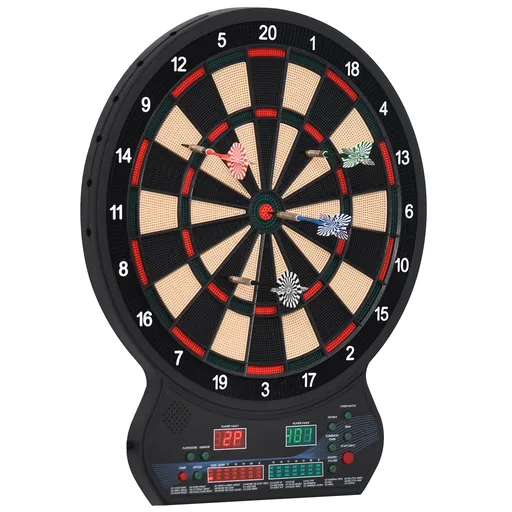 HOMCOM Țintă electronică de darts 27 jocuri principale până la 8 jucători Afișaj LED Negru | Aosom Romania