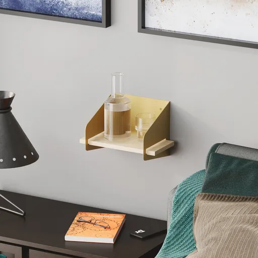 Raft de perete, Hanah Home, Short Arm, 30x20x19 cm, Auriu