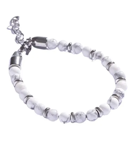 Marc Malone Brățară pentru bărbați din mărgele cu howlite MCGB5006