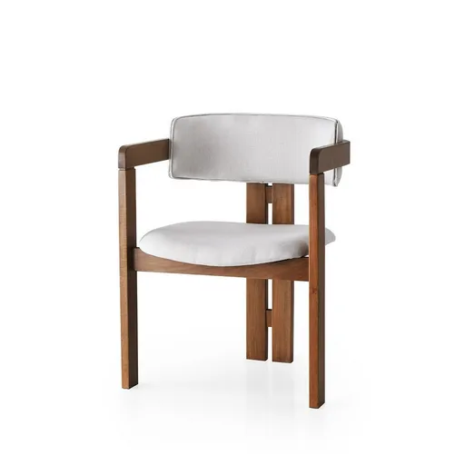 Scaun de sufragerie CO Cream and Walnut, crem deschis