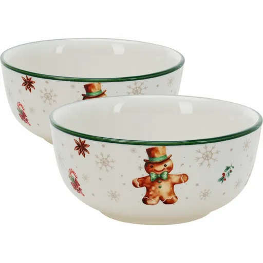 Set de 2 boluri din porțelan Gingerbread 500 ml 14 cm