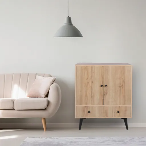 Dulap multifunctional, Hanah Home, Bern, 90x35x113 cm, Stejar / Negru