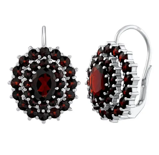 Silvego Cercei de lux din argint cu granat ceh real SILVEGO380020