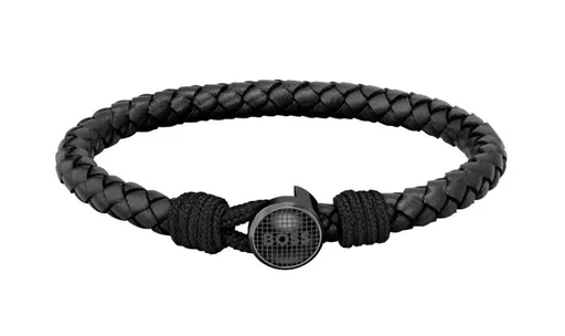 Hugo Boss Brățară neagră din piele Classic 1580468M 18 cm