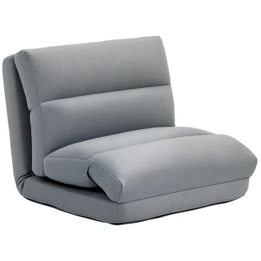 HOMCOM Fotoliu de podea canapea leneșă fotoliu convertibil în pat inclinabil 90° la 180° material textil - 70l x 72A x 56Î cm - gri | Aosom Romania