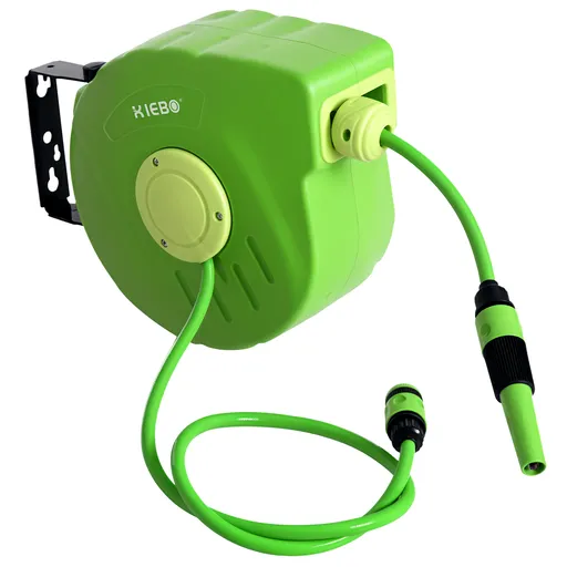 Outsunny Tambur cu Furtun Retractabil Automat, Pivotant la 180°, 35,5x11,5x27,5 cm, Verde | Aosom Romania