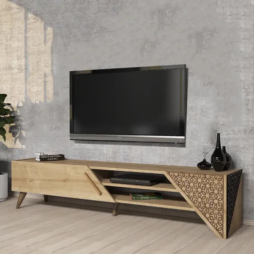 Comoda TV, Hanah Home, Beril 2, 180x37x40 cm, Stejar