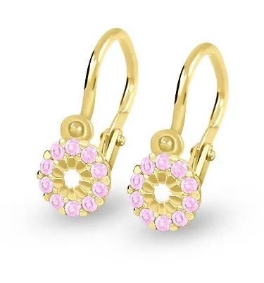 Soliter Cercei aurii pentru copii cu zircon roz 239 001 00516