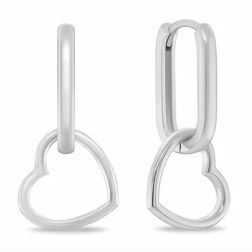 Brilio Silver Cercei ovali din argint cu inimioare 2în1 EA1188W