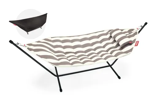 Hamac Headdemock superb, incl. perne și structuri negre, mai multe variante - Fatboy Culoare: cacao cu dungi