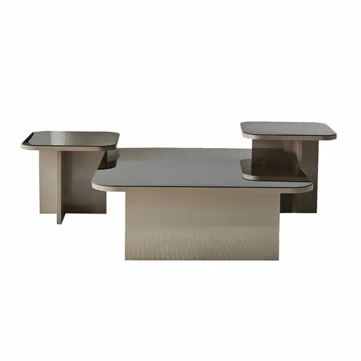 Set de măsuțe de cafea Jazz Beige and Bronze, bej