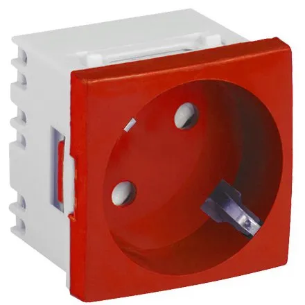 Priza modulara schuko cu impamantare, rosu - DLX DLX-245-46