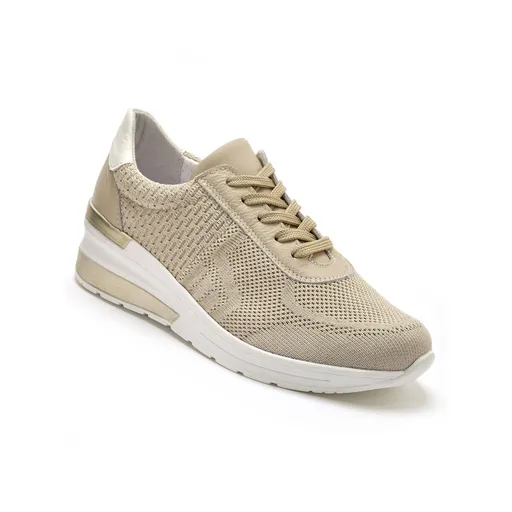 Adidași pe talpă wedge, cu inserții lucioase și șireturi Pédiconfort