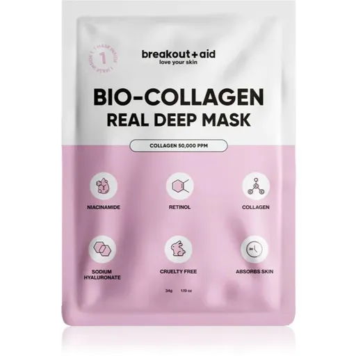 breakout + aid Bio-Collagen Real Deep Mask Masca de noapte cu colagen 1 buc