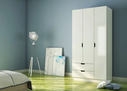 Dulap pentru haine, Hanah Home, Rb-155, 90x180x45 cm, Alb mat