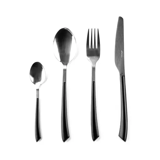 Set de 24 tacâmuri Luigi Ferrero Rosso FR-2451, Oțel inoxidabil, Negru/inox