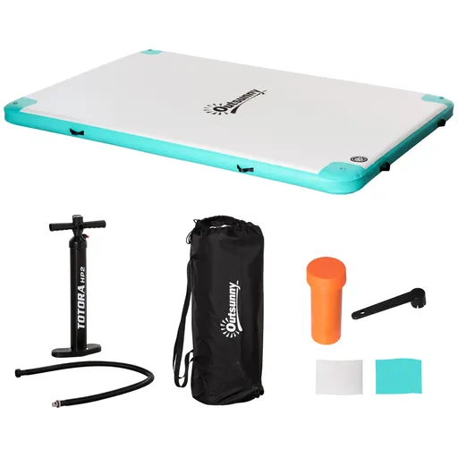 Insulă plutitoare gonflabilă Outsunny 3,04 x 2,04 m – pliabilă, antiderapantă | Aosom Romania