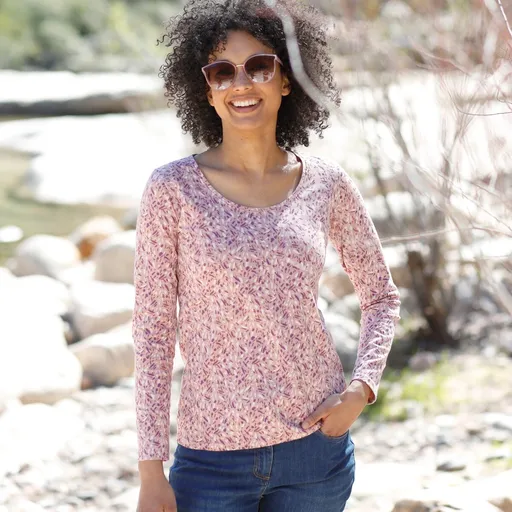 Tricou cu mânecă lungă și imprimeu, bumbac organic