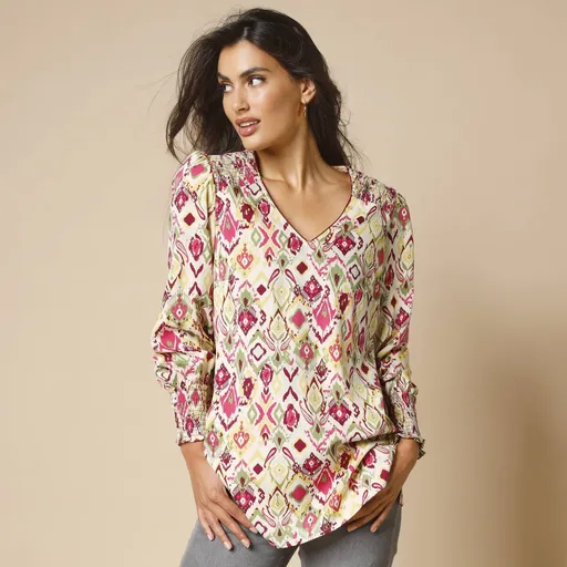 Tunică cu imprimeu și franjuri