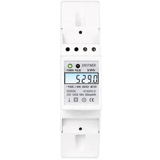 Contor monofazat de energie electrica, Sinotimer, 230V AC 50Hz, 5(80)A, ecran digital LED iluminat, DDS529L