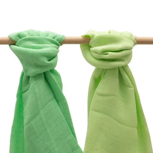 Scutece de bumbac New Baby verde deschis șiînchis, 70 x 80 cm, set de 2 buc.