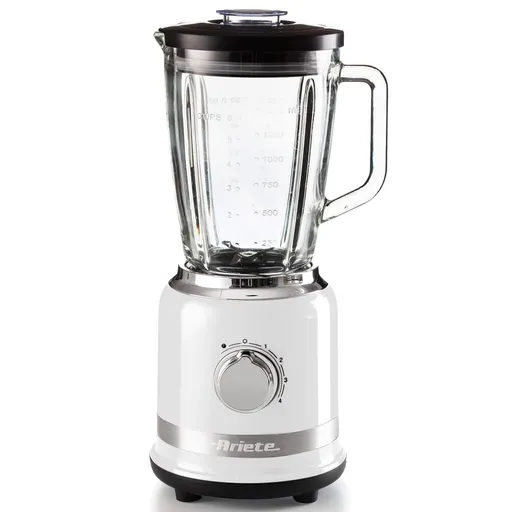 Blender Ariete MODERNA 0585/01, 1000W, 4 lame, 1,5 L, 4 viteze + pulse, Cana din sticla, Alb