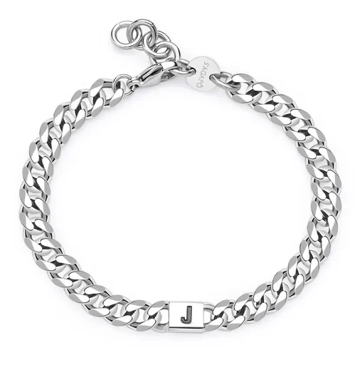 S'Agapõ Brățară din oțel pentru bărbați cu inițiala J – Monogram SMG20
