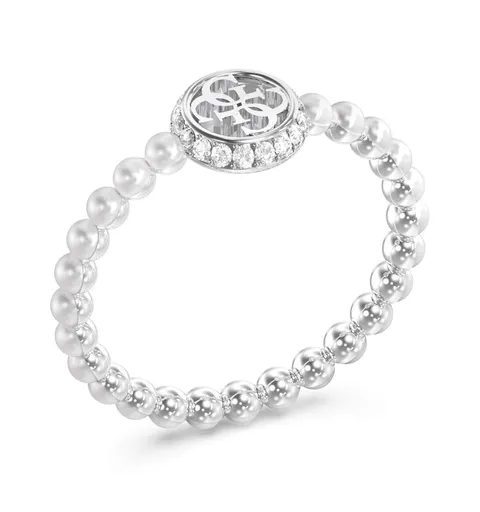 Guess Inel la modă din oțel cu perle Tiny Pearly JUBR05522JWRH 52 mm