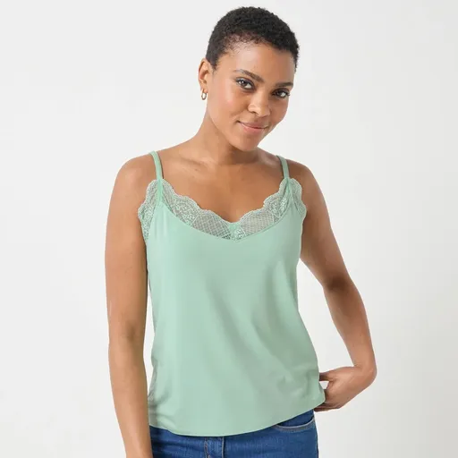 Top cu decolteu în V și dantelă