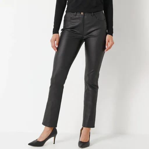 Pantaloni drepți din imitație de piele