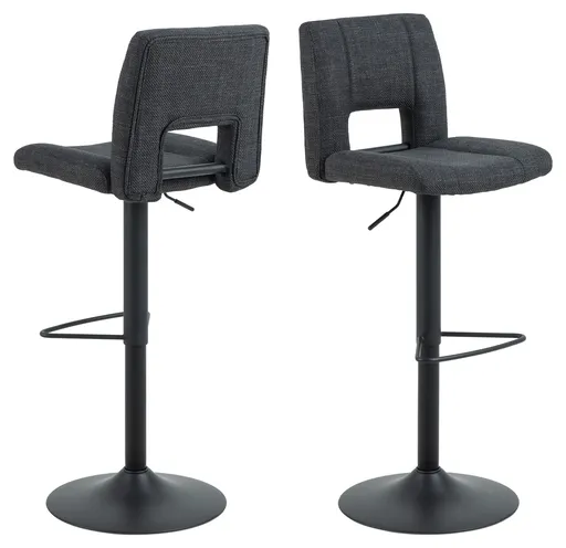 Scaun de bar Sylvia, Actona, 41.5x52x115 cm, rotativ, tesatura structurata/otel, gri inchis