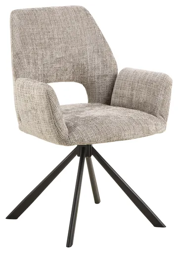 Scaun Graham, Actona, 59x62x87 cm, rotativ, tesatura Chenille/otel, gri