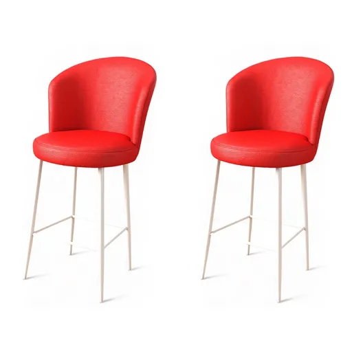 Set scaun de bar (2 bucăți), Hanah Home, Uras, Rosu/Alb