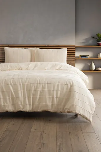 Lenjerie de pat dubla, L'essentiel Maison, Sedef, Bumbac, Natural