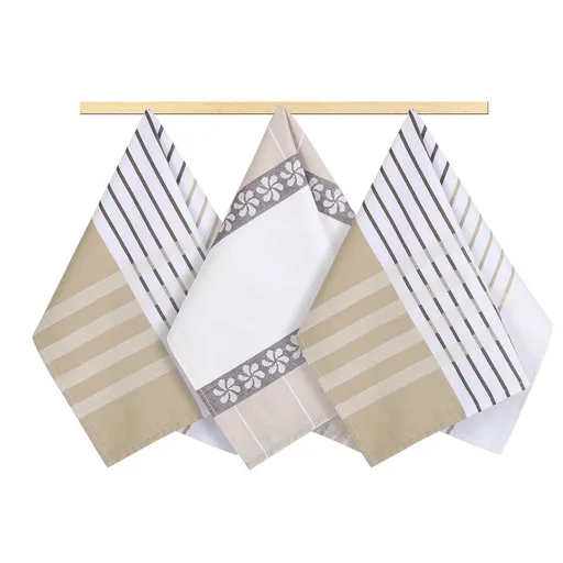 Bellatex Prosop Stripe bej, maro, alb, 50 x 70 cm, set 3 buc.