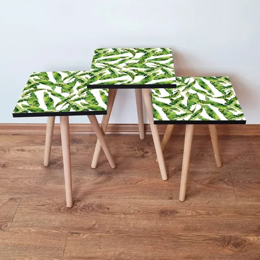 Set masute 3 piese, Hanah Home, 3Shp253, Verde/Alb