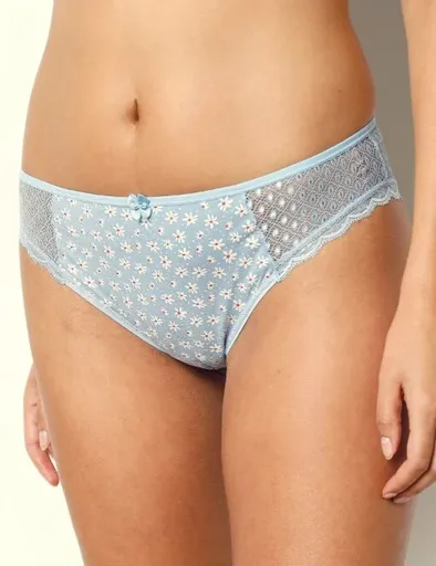 Set de 4 chiloți midi Tropea cu imprimeu și dantelă