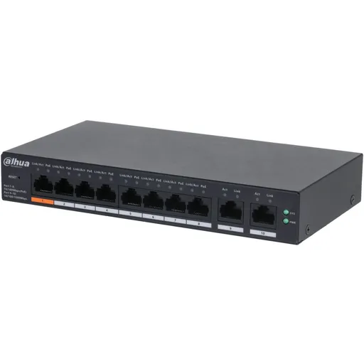 Switch 8 porturi PoE cloud management Dahua CS4010-8ET-60, 2 porturi uplink, PoE Watchdog, Long Distance PoE, Hi PoE