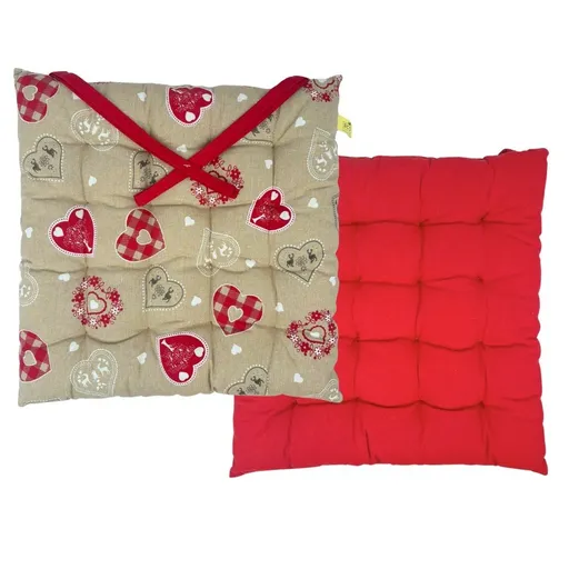 Pernă de scaun matlasată Home Elements Inimă de Crăciun, 40 x 40 cm