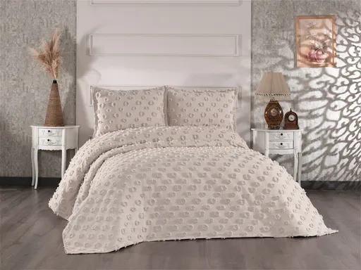 Set cuvertura de pat dubla 3 piese, L'essentiel Maison, Hayal, Cappuccino