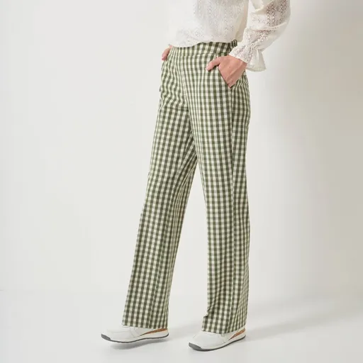 Pantaloni drepți în carouri