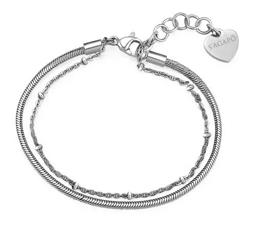 S'Agapõ Brățară dublă din oțel Chunky SHK23