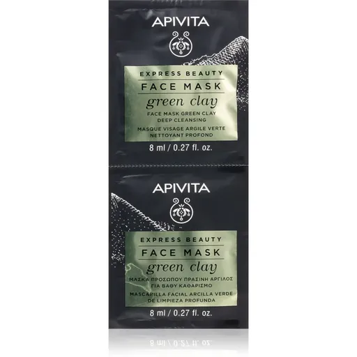 Apivita Express Beauty Cleansing Face Mask Green Clay masca de curatare si netezire cu argila verde 2x8 ml