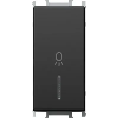 Modul Buton cu LED Simplu 1M 16A IP20 Negru, TEM Modul TEM-SM11SBIN02-U