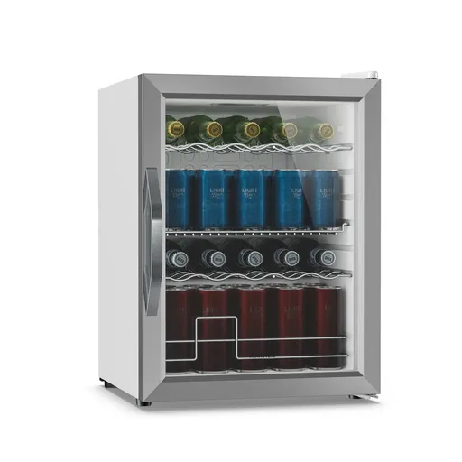 Klarstein Beersafe frigider pentru băuturi cu uși din sticlă | 64 x 48 cm | 60 litri | 85 W | Argintiu/Alb