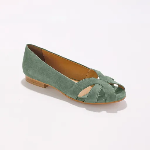 Balerini din piele cu vârf decupat