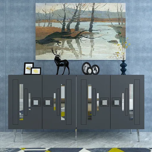 Consola, Hanah Home, Seduna, 150x75x35 cm, Antracit / Argintiu