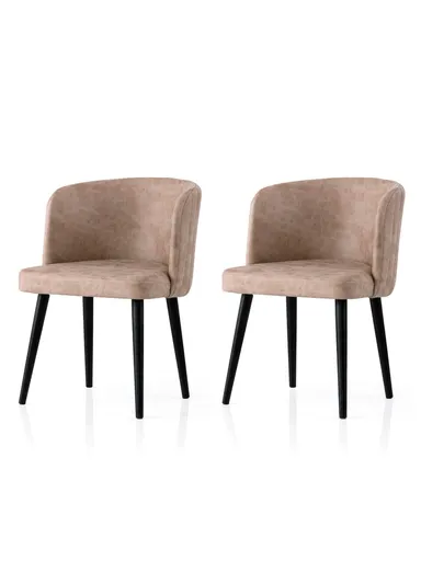 Set scaune 2 piese, Hanah Home, Zen, Negru/Bej