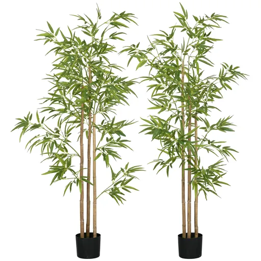 HOMCOM Plantă artificială Bambus copac artificial înălțime 180 cm cu ghiveci, decor interior, foarte realist | Aosom Romania